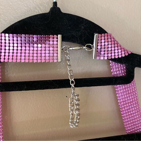 H:ours Millie Mini Dress chainmail metal mesh hot pink party cocktail Revolve - Picture 12 of 16